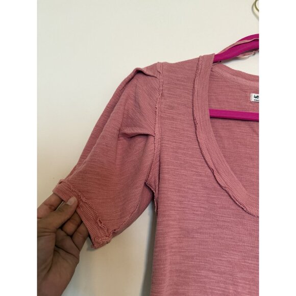 Free People We The Free Pink Papaya Puff Sleeve Tee In Pink Size XS Boho - Picture 4 of 6